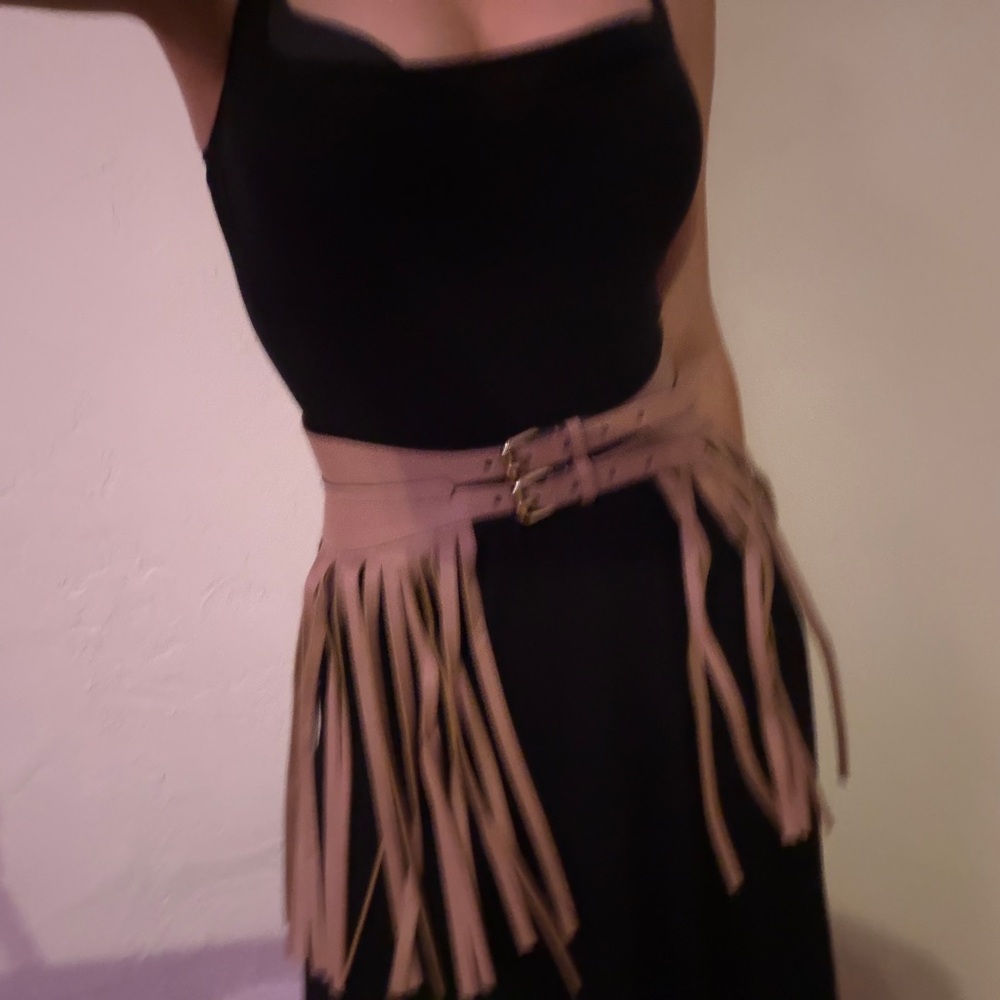 Fringe Waist Belt in Light Tan